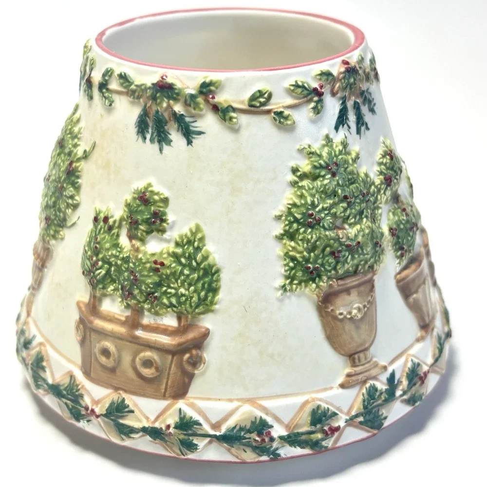 Yankee Candle Shade Topiary Topiaries Green Red Cream Rustic Small Jar 3.7 Oz